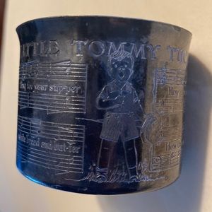 Vintage antique Etched children’s cup little Tommy Tucker song stamped on it